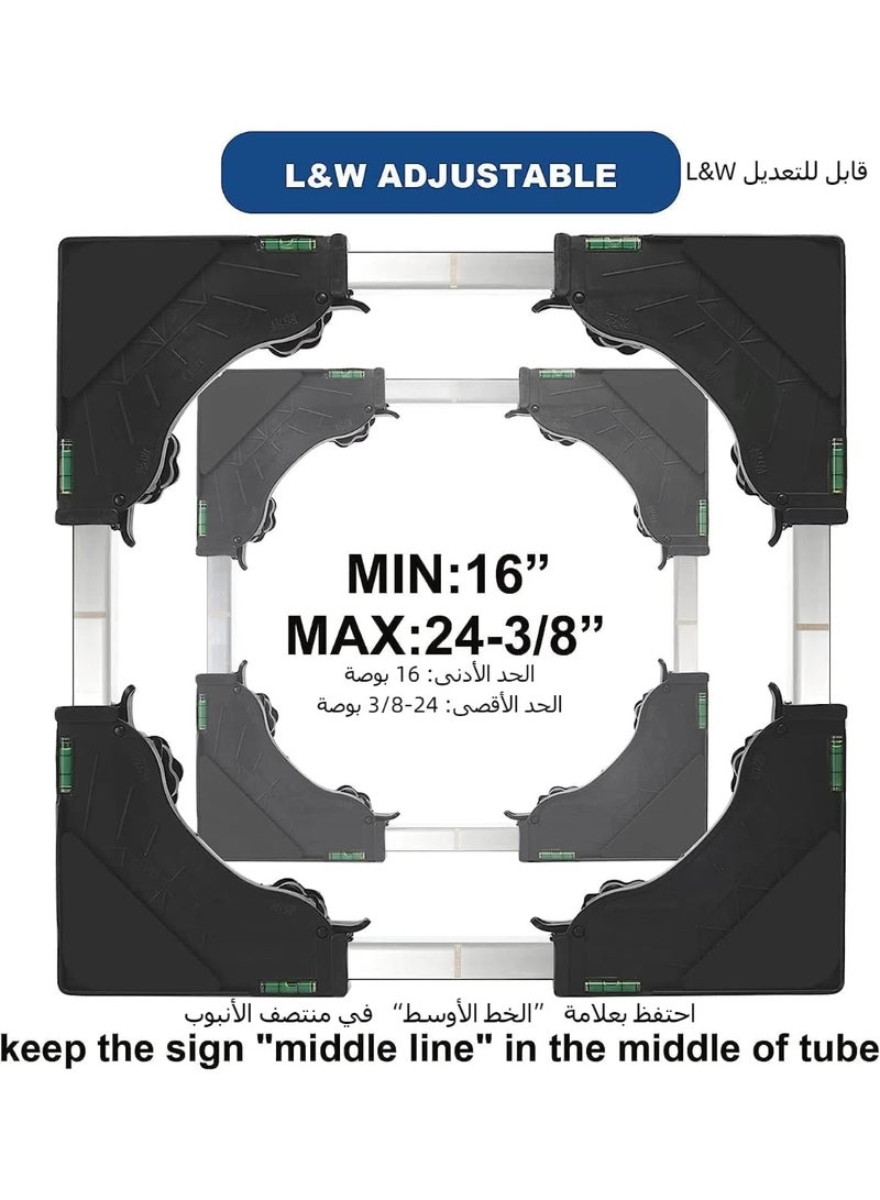 حامل ثلاجة صغيرة مع وسائد مضادة للاهتزاز – قاعدة قابلة للتعديل عالمياً للغسالة والمجفف مع 8 أرجل متينة و4 عجلات – قاعدة متعددة الوظائف للغسالة والمجفف وحامل ثلاجة صغيرة – باللون الأسود. - Image 3